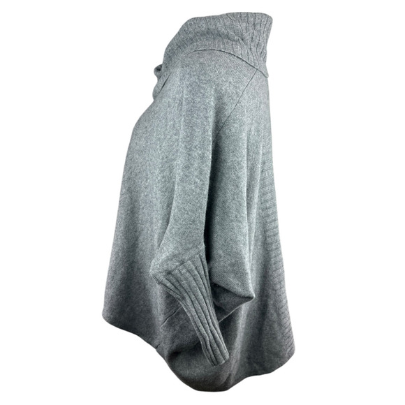 Nordstrom Collection 100% Cashmere Gray Cowl Neck Poncho Sweater Oversized XS/S - Picture 6 of 14